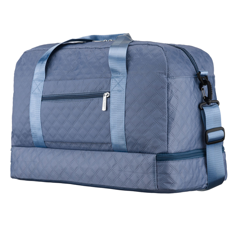 Treningowa torba wykonana z poliestru w niebieskim kolorze, dwukomorowa i zamykana suwakiem - Peterson