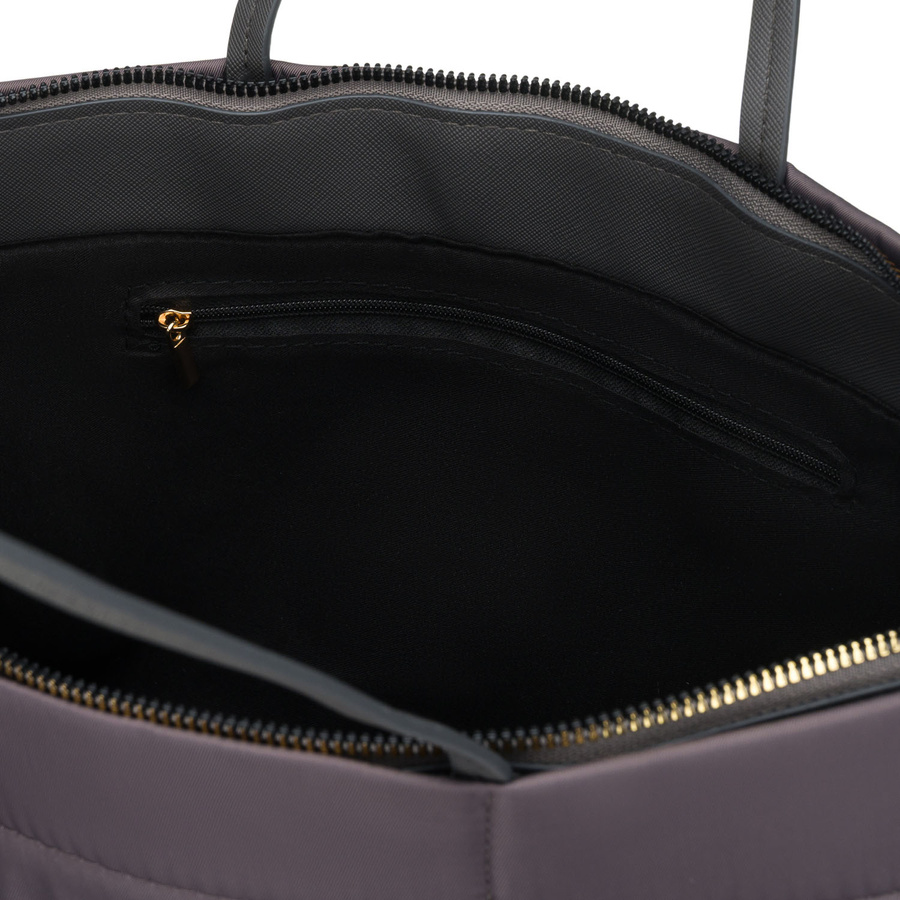 Nylonowa shopperka damska w szarym kolorze z doczepianym, regulowanym paskiem - Peterson