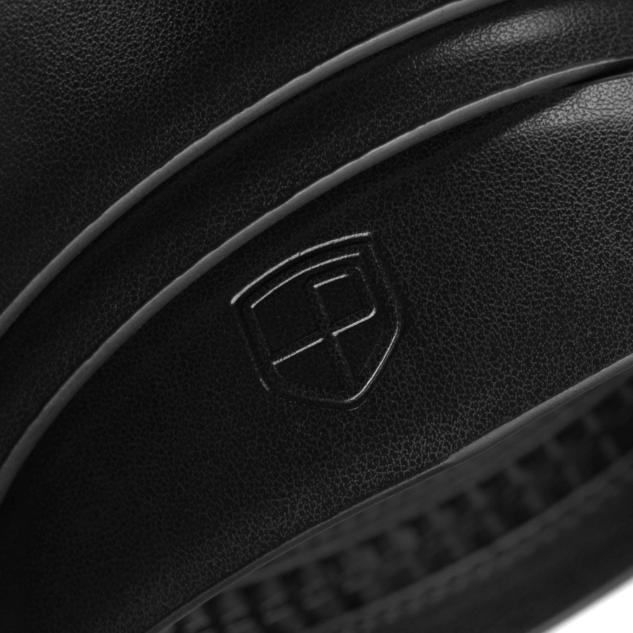 Czarny pasek męski z automatyczną klamrą wykonany ze skóry naturalnej - Peterson