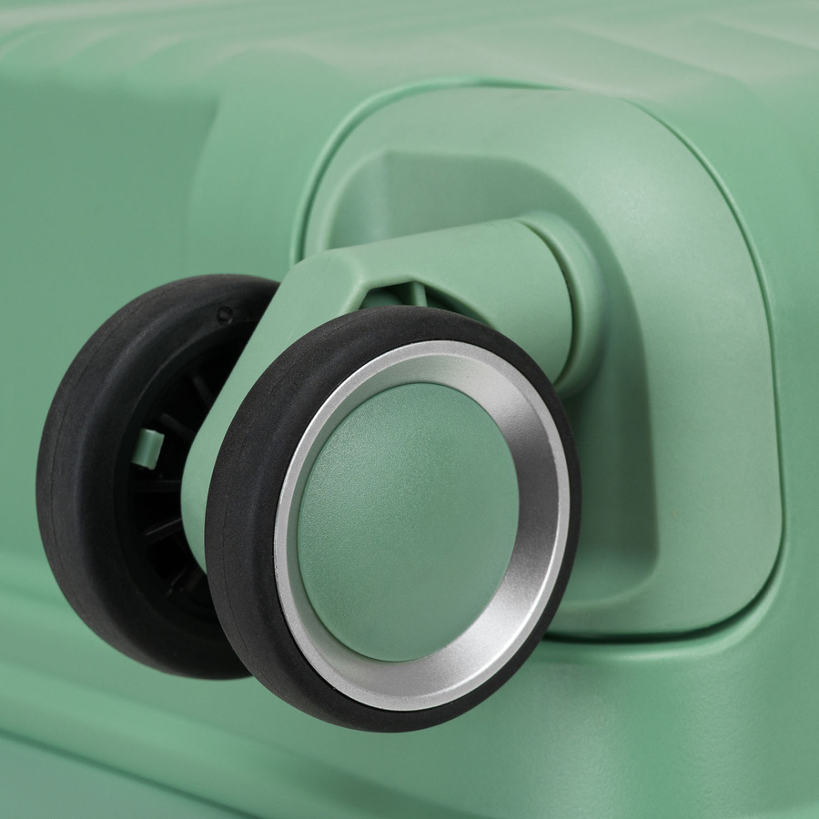 Zielona walizka podróżna w średnim rozmiarze z teleskopowym uchwytem i kółkami obrotowymi - Peterson