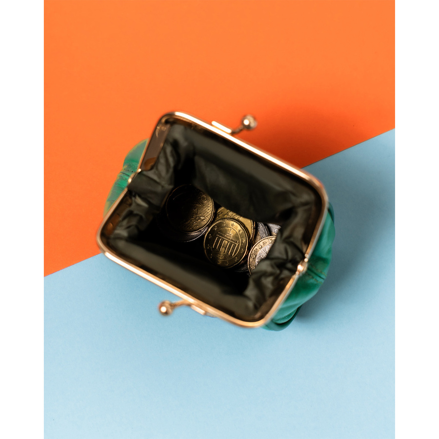 Kolorowa portmonetka damska z przeszyciami