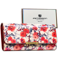 Wielokolorowy portfel damski ze skóry ekologicznej w kwiatowy wzór - Peterson