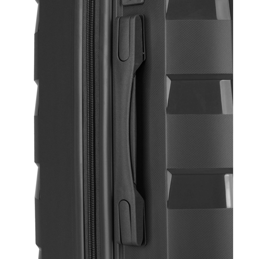 Średnia, szara walizka z polipropylenu z wysuwaną rączką - Peterson