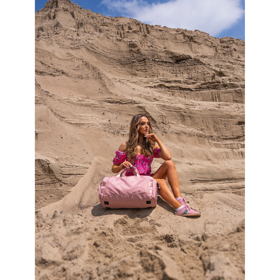 Różowa torba weekendowo-podróżna z komorą boczną na buty - Peterson