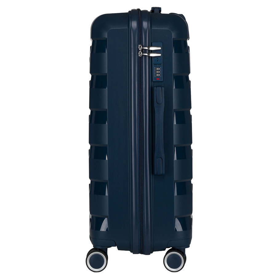 Granatowa, mała walizka kabinowa z polipropylenu - Peterson