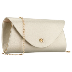 Złota kopertówka damska wykonana ze skóry ekologicznej zapinana klipsem magnetycznym - Rovicky