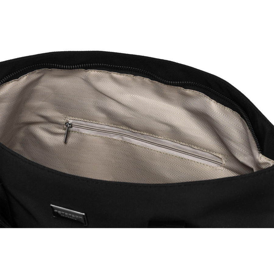 Shopperka w czarnym kolorze z zewnętrznymi kieszeniami i dopinanym paskiem - Peterson