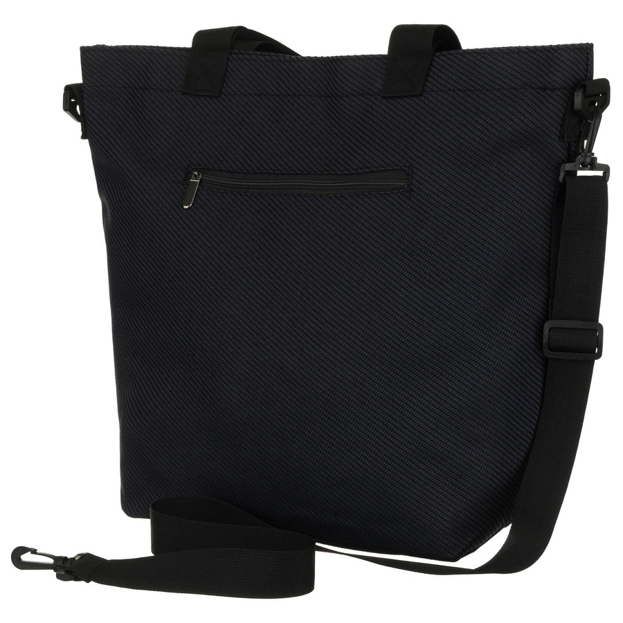 Czarna torba damska wykonana z poliestru z kieszonką zewnętrzną - Rovicky