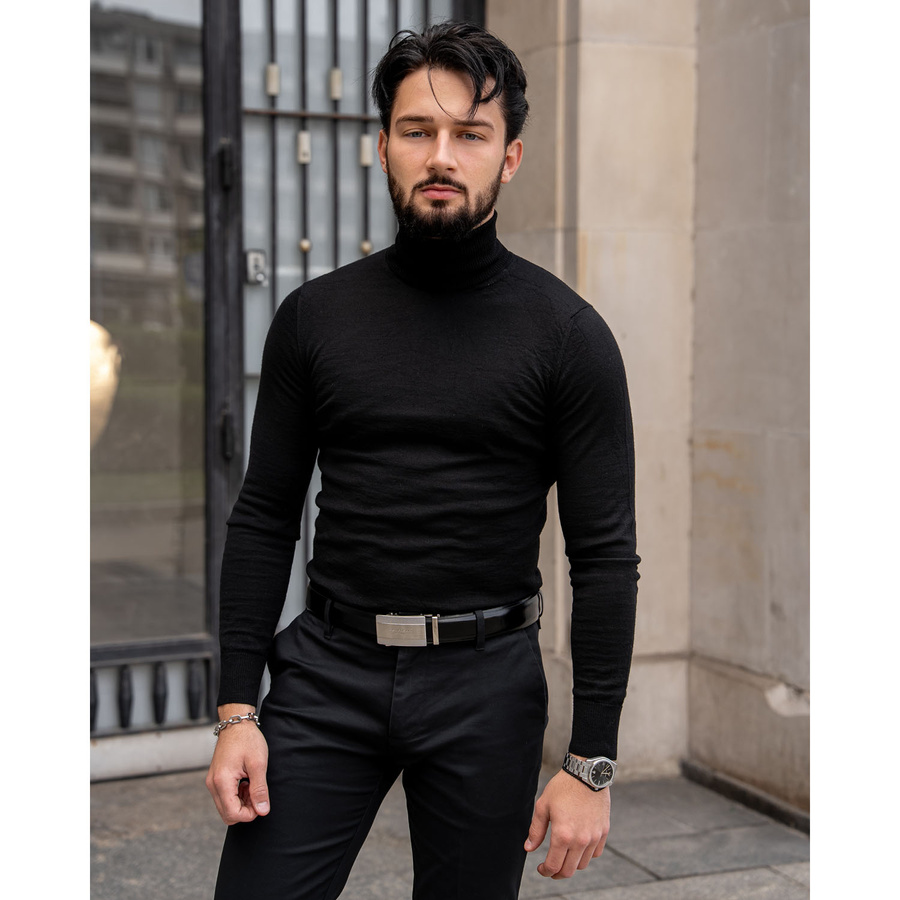 Pasek męski z klamrą automatyczną wykonany ze skóry naturalnej - Peterson