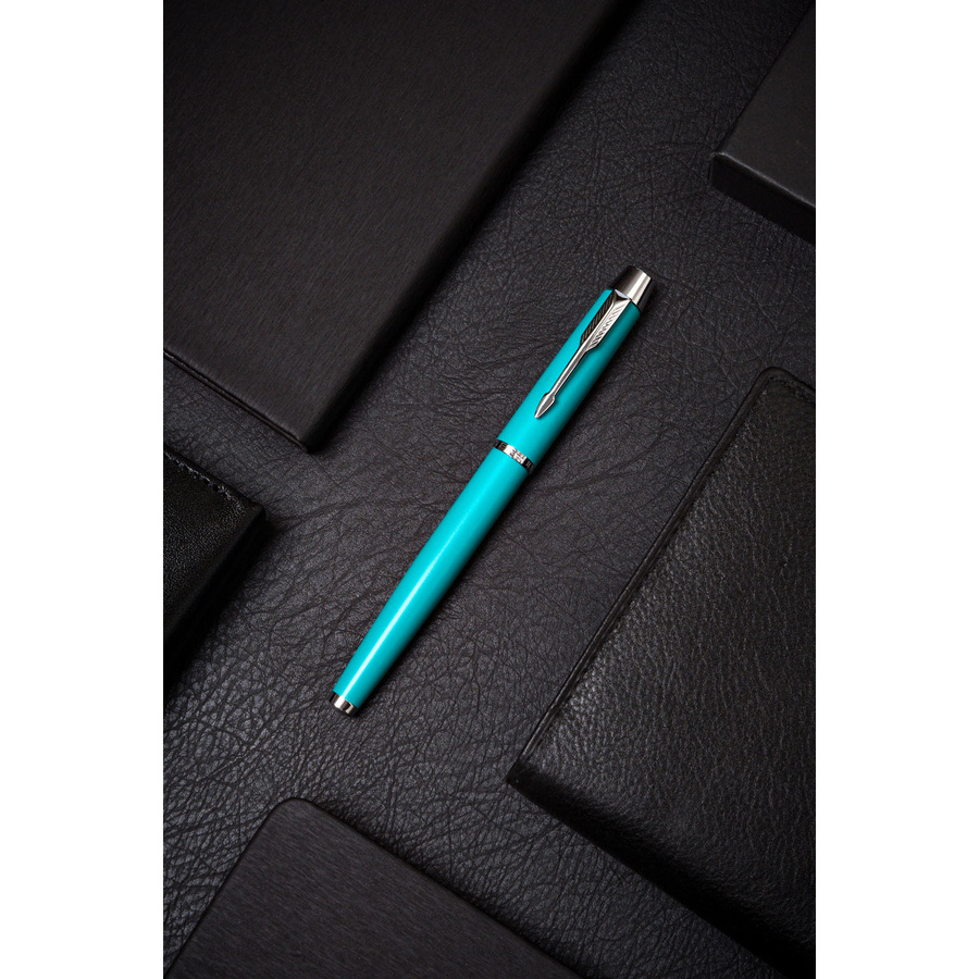 Długopis metalowy w turkusowo-srebrnym kolorze z czarnym wkładem - Peterson