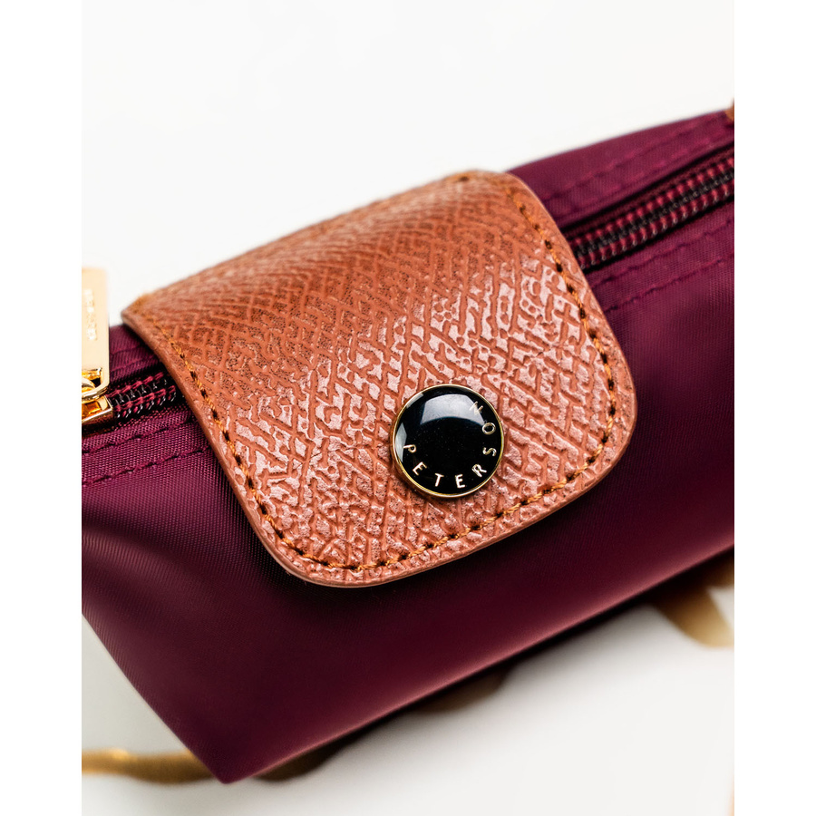 Bordowe etui na klucze z poliestru i skóry ekologicznej zamykane zatrzaskiem i suwakiem - Peterson