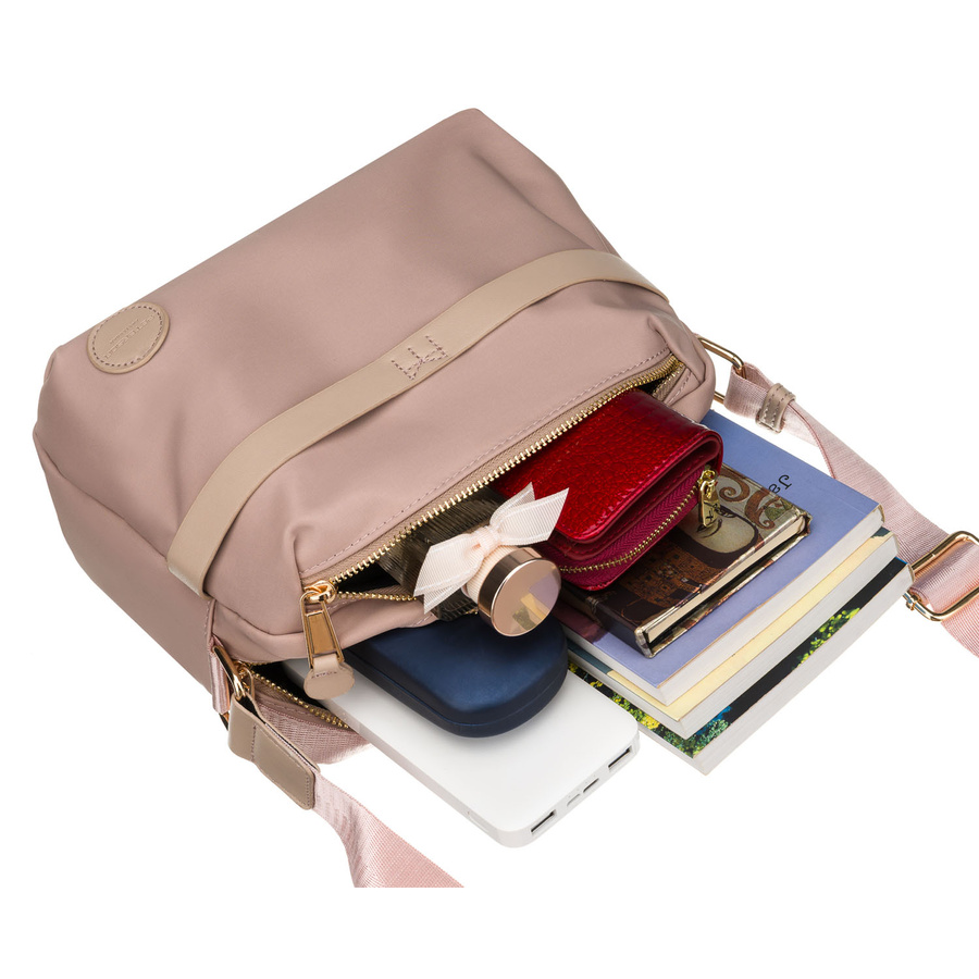 Różowa listonoszka damska z nylonu zamykana suwakiem - Peterson