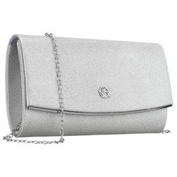 Srebrna, elegancka torebka damska wykonana z tkaniny syntetycznej zamykana klipsem magnetycznym - Rovicky