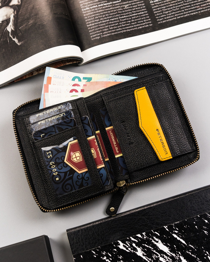 Skórzany, sportowy portfel męski na zamek - Peterson