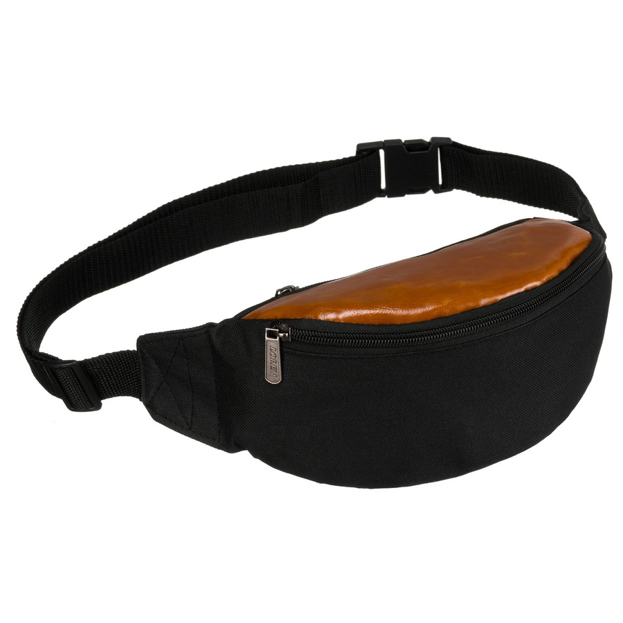 Czarnobrązowa, sportowa saszetka z poliestru - Loren