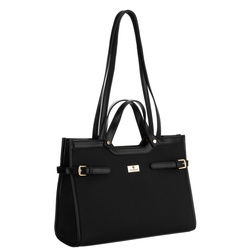 Czarna torebka damska zamykana klipsem magnetycznym, zawieszona na wygodnych uchwytach - Peterson