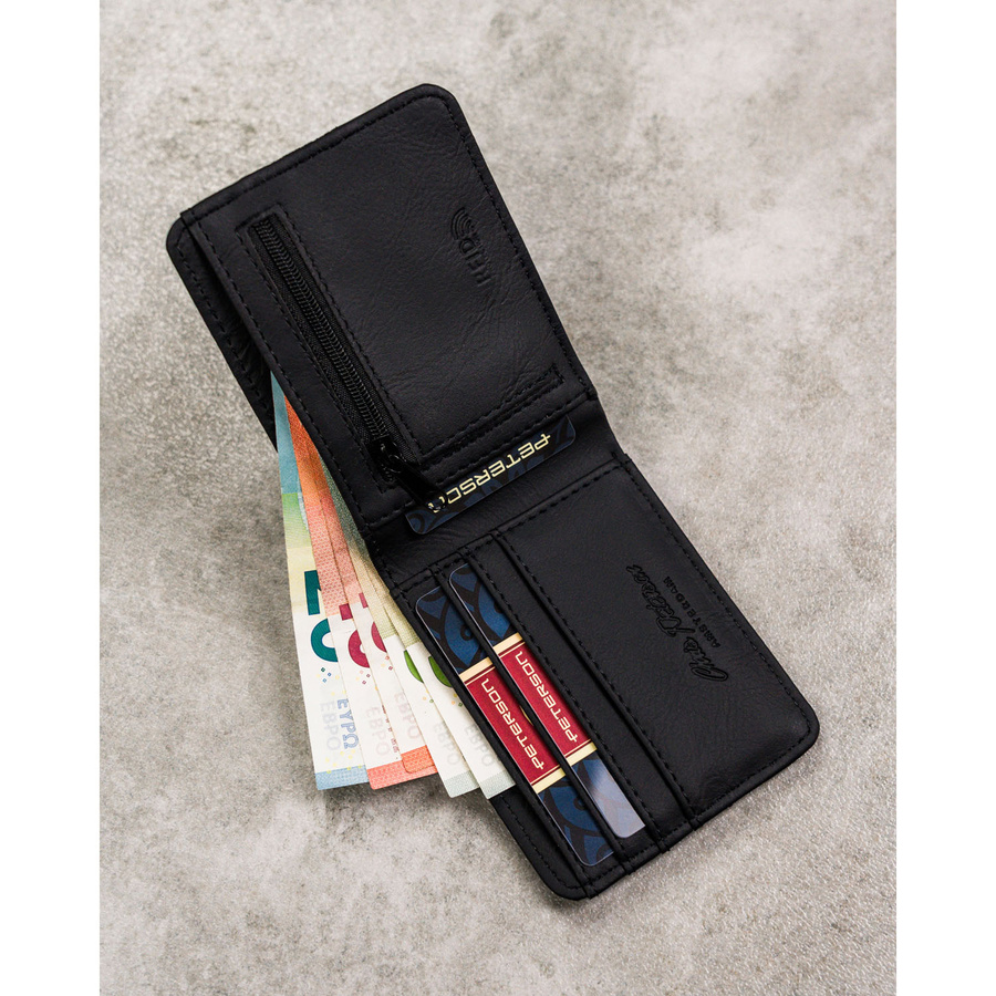 Modny portfel męski w czarnym kolorze z systemem RFID - Peterson