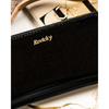 Czarny portfel-piórnik damski z lakierowanej skóry naturalnej wyposażony w system RFID - Rovicky