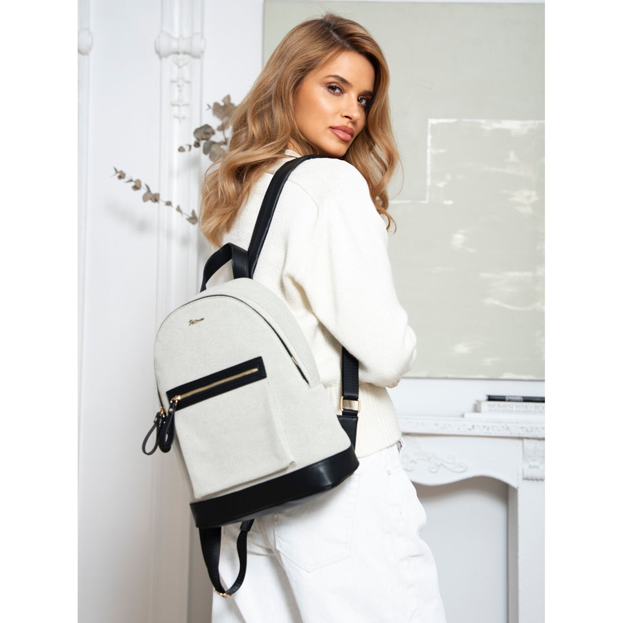 Duży, miejski plecak damski w beżowym kolorze płótno canvas - Peterson