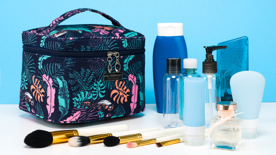 Kolorowa kosmetyczka damska z organizerem na pędzle - Peterson