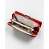 Lakierowany, duży portfel-piórnik damski ze skóry naturalnej w czerwonym kolorze - Peterson