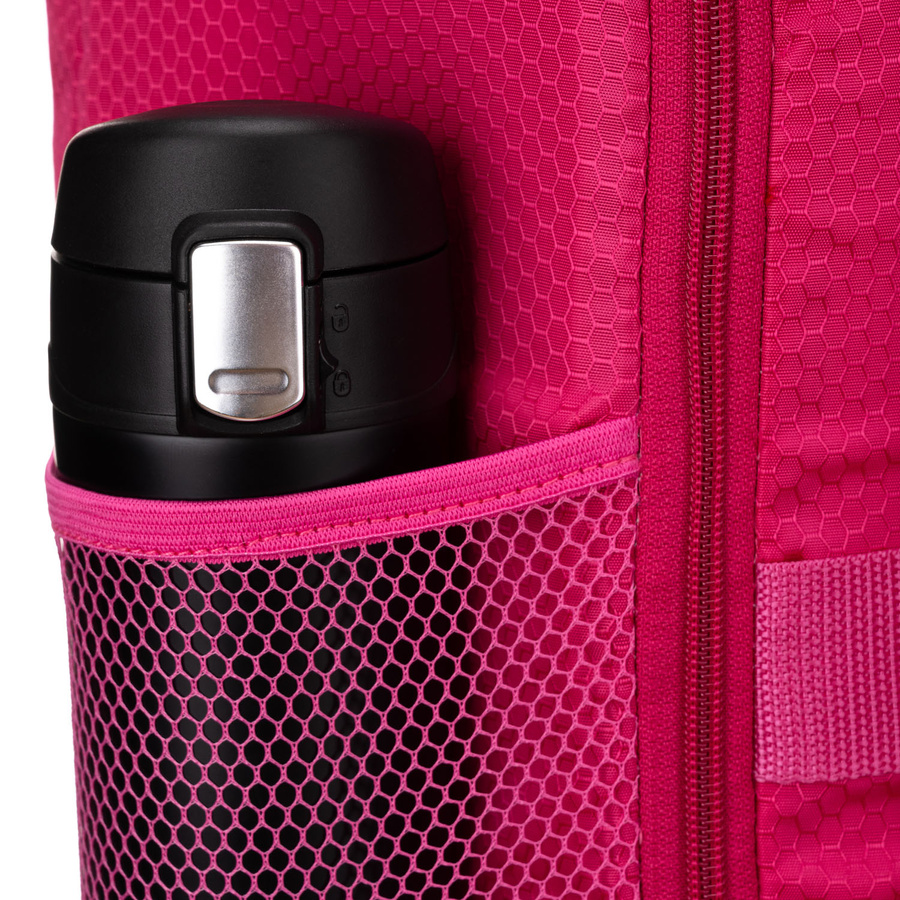 Różowy, podróżny plecak z poliestru z uchwytem do zamocowania na walizce - Peterson