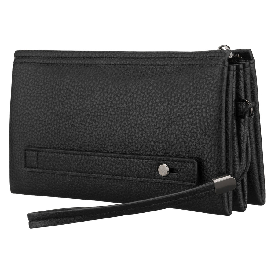 Elegancka saszetka męska ze skóry ekologicznej w czarnym kolorze - Rovicky