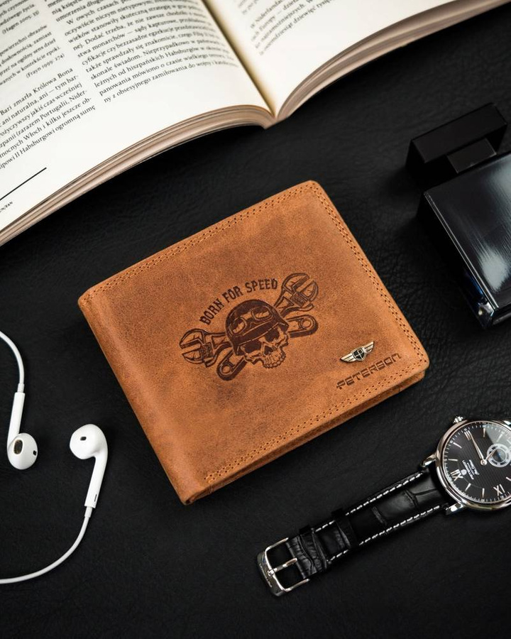 Portfel męski bez zapięcia ze skóry nubukowej - Peterson