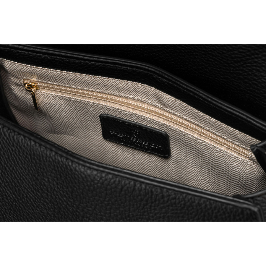 Klasyczna listonoszka damska ze skóry ekologicznej w czarnym kolorze - Peterson