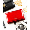 Lakierowany, czerwony portfel damski zamykany na zatrzask - Peterson