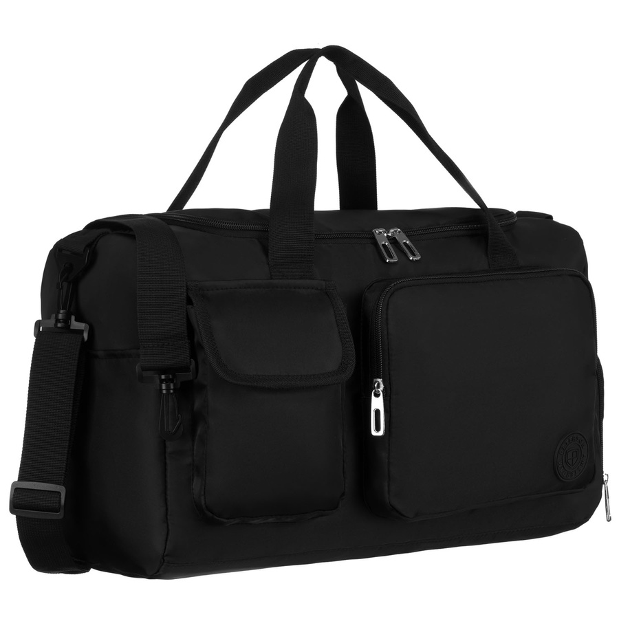 Czarna, sportowa torba podróżna z poliestru z paskiem na ramię - Peterson