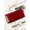 Duży, skórzany portfel damski w czerwonym kolorze zamykany klapką na zatrzask - Peterson