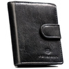 Portfel męski ze skóry naturalnej w czarnym kolorze, model zamykany zatrzaskiem - Peterson