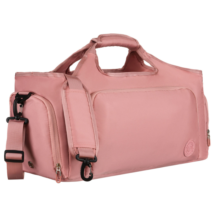 Sportowa torba podróżna z poliestru w różowym kolorze zamykana na suwak - Peterson