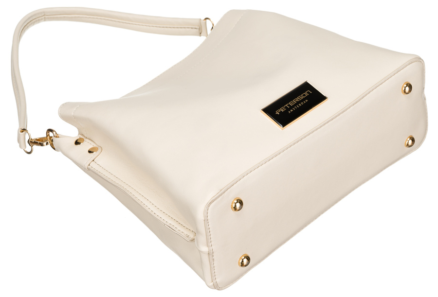 Biała torebka damska skóra ekologiczna kuferek do ręki lub na ramię Peterson 