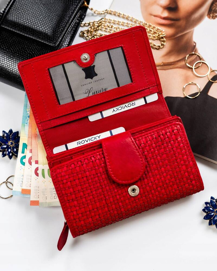 Elegancki portfel damski ze skóry naturalnej - Rovicky