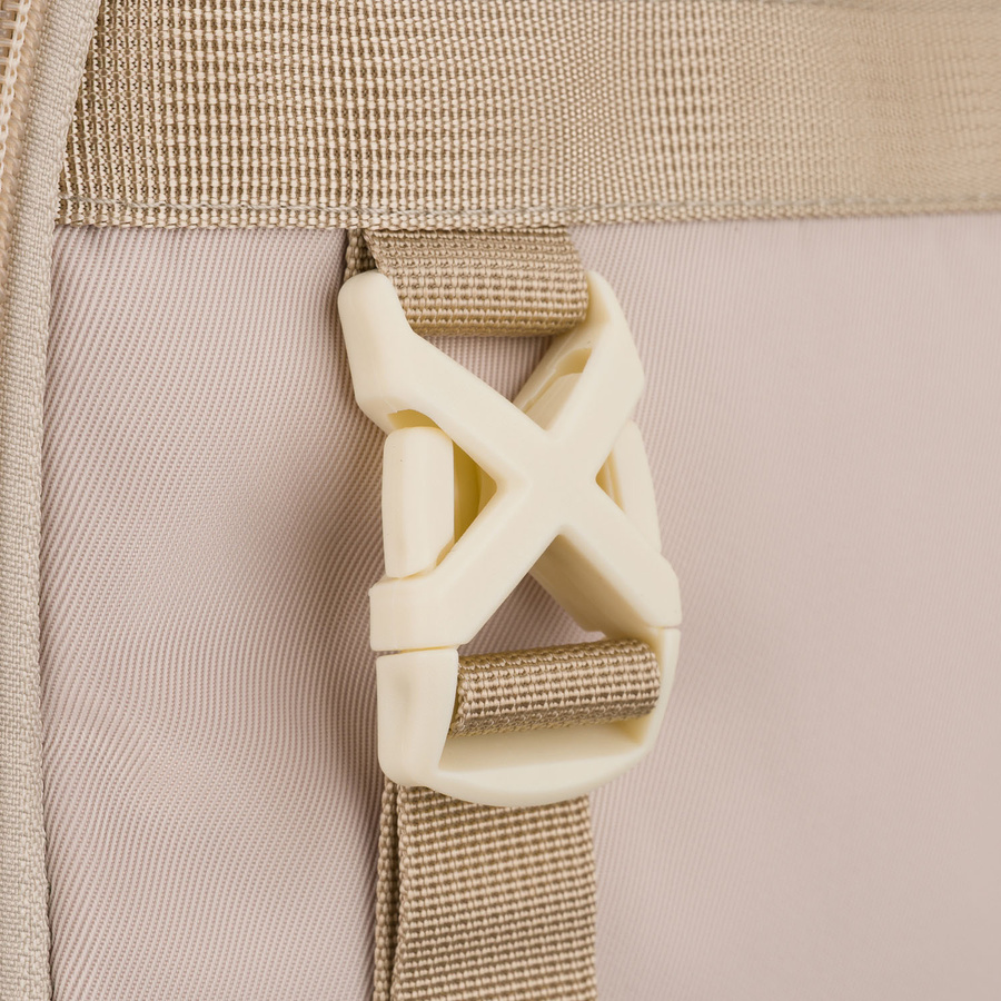 Beżowy, modny plecak szkolny z poliestru zawieszony na regulowanych szelkach - Peterson