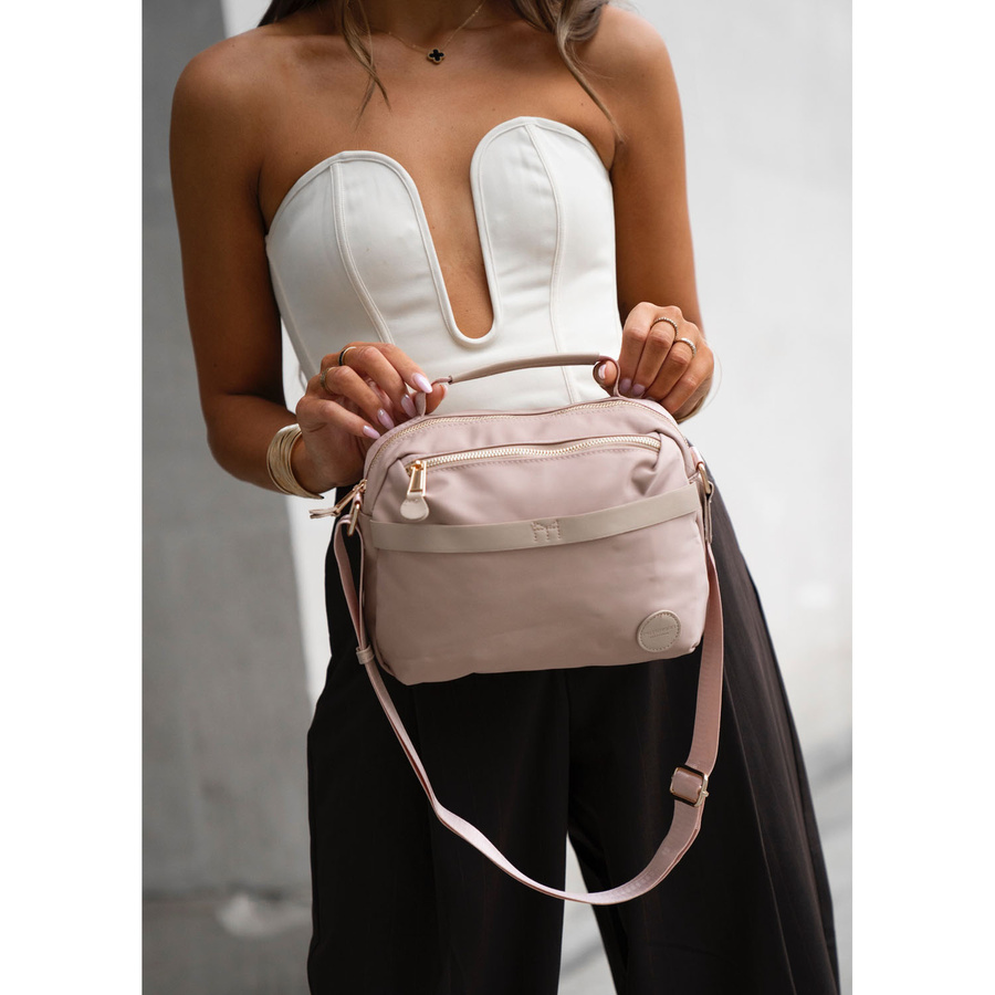 Różowa listonoszka damska z nylonu zamykana suwakiem - Peterson