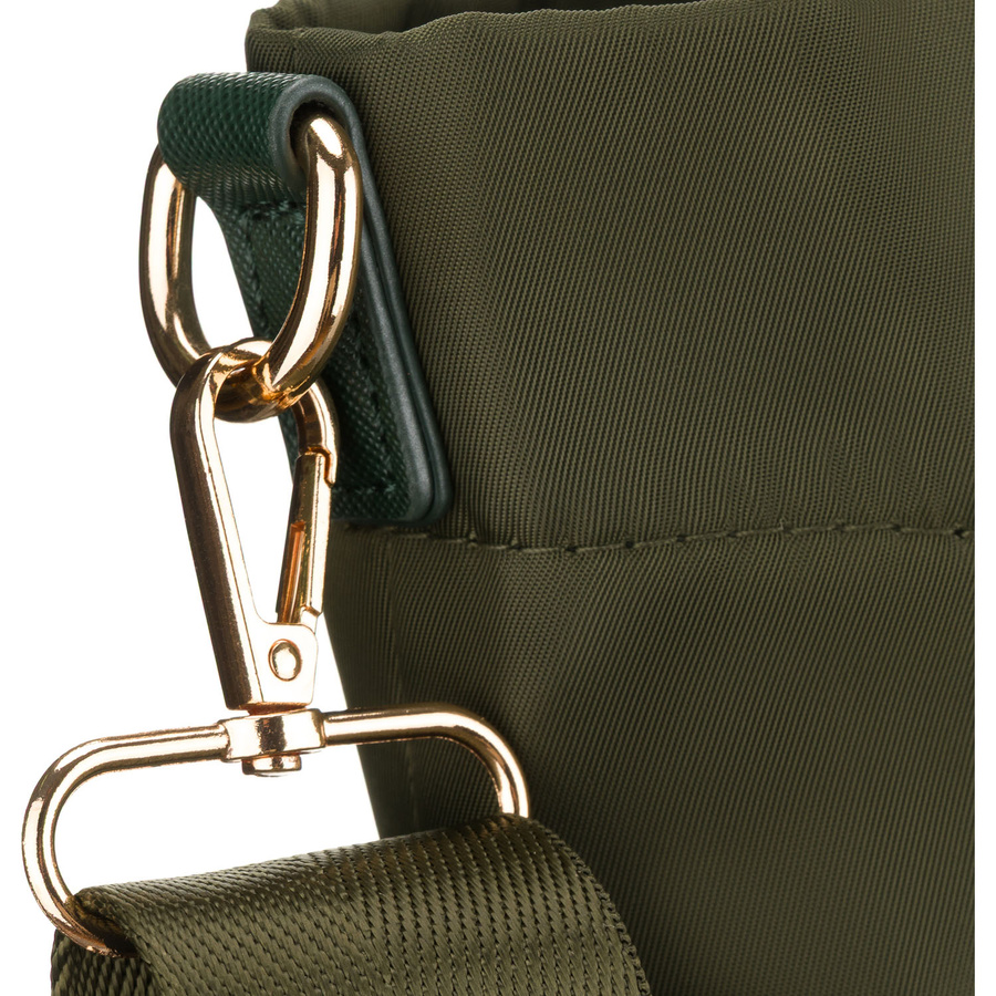 Zielona shopperka damska z nylonu, jednokomorowa z doczepianym, regulowanym paskiem - Peterson