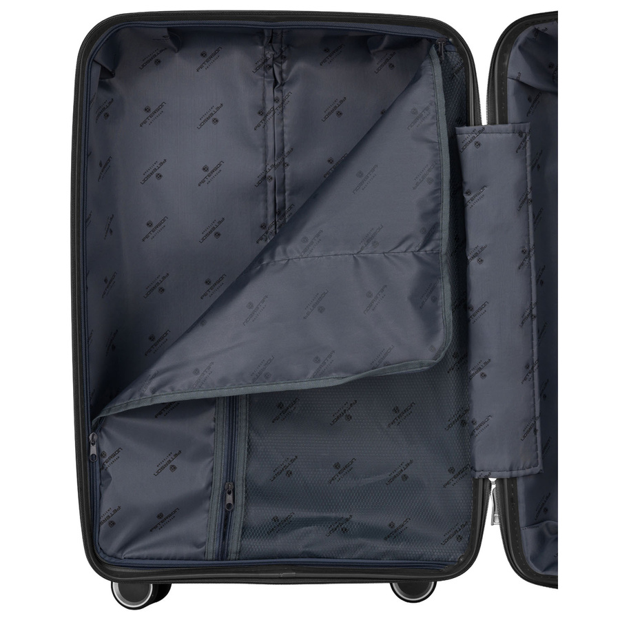 Średnia, szara walizka z polipropylenu z wysuwaną rączką - Peterson