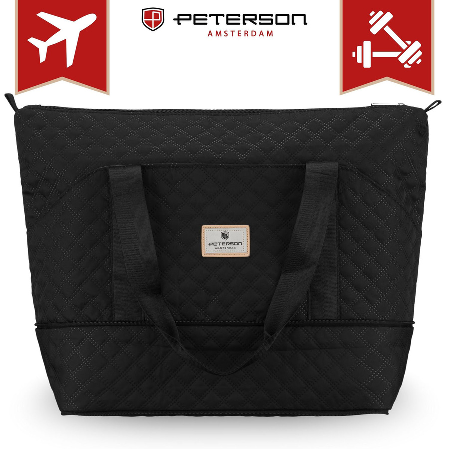 Czarna, treningowa torba wykonana z poliestru, jednokomorowa - Peterson