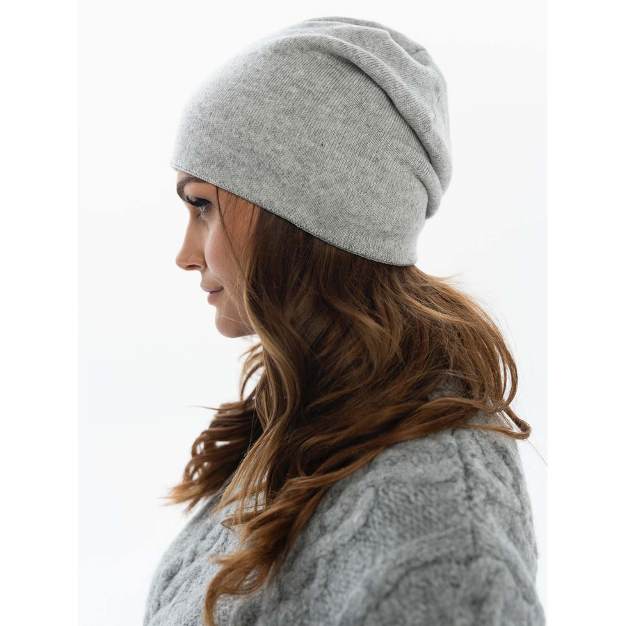 Czapka damska zimowa slouchy z kryształkami szara - Peterson