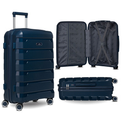 Granatowa, mała walizka kabinowa z polipropylenu - Peterson