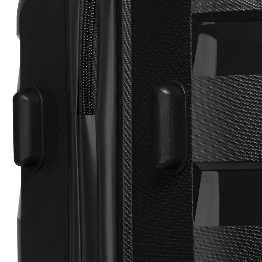 Czarna, średnia walizka z polipropylenu z obrotowymi kółkami - Peterson