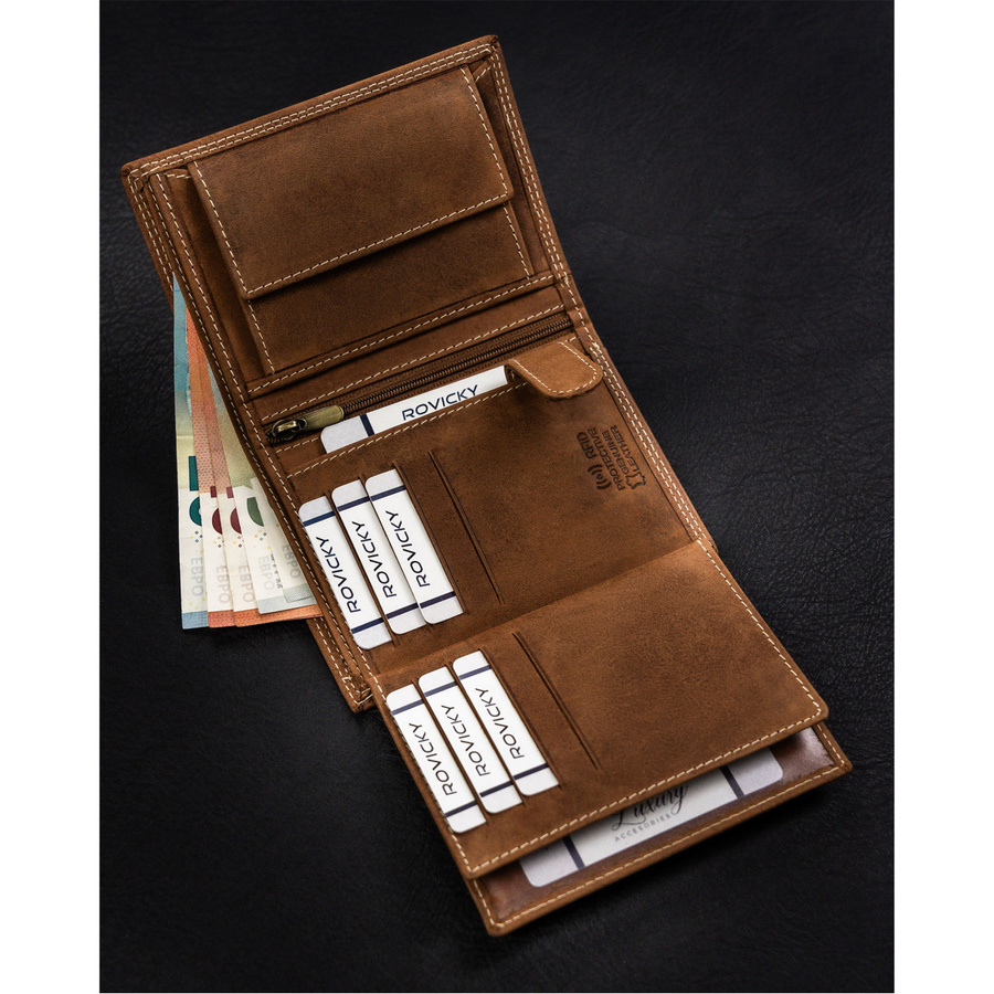 Duży portfel męski z nubukowej skóry naturalnej - Always Wild