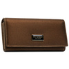 Portfel damski ze skóry naturalnej i ekologicznej w brązowym kolorze, wyposażony w system RFID - Peterson