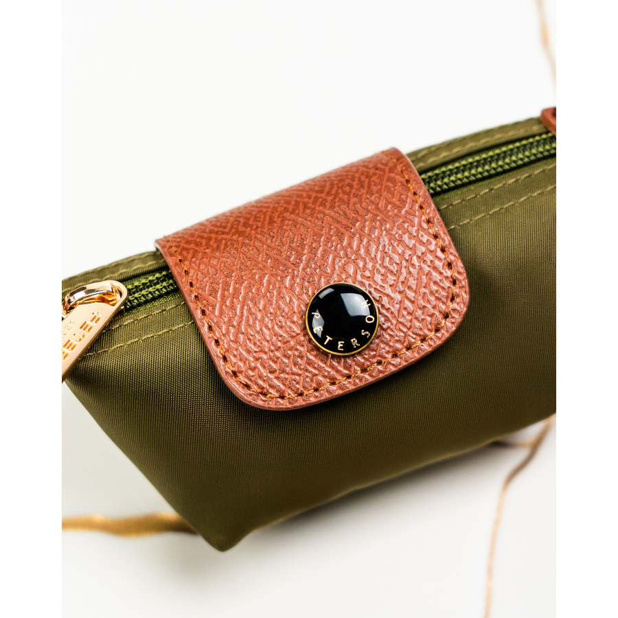 Etui na klucze z poliestru i skóry ekologicznej w kolorze khaki - Peterson