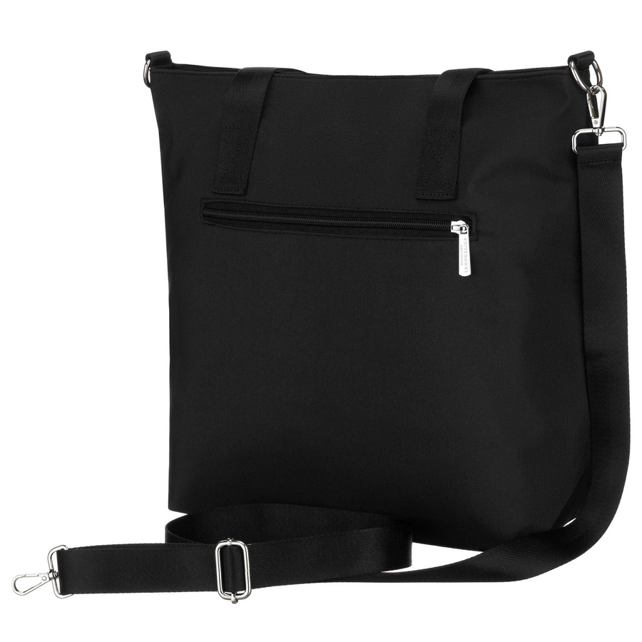 Jednokomorowa, czarna shopperka damska zamykana suwakiem - Peterson