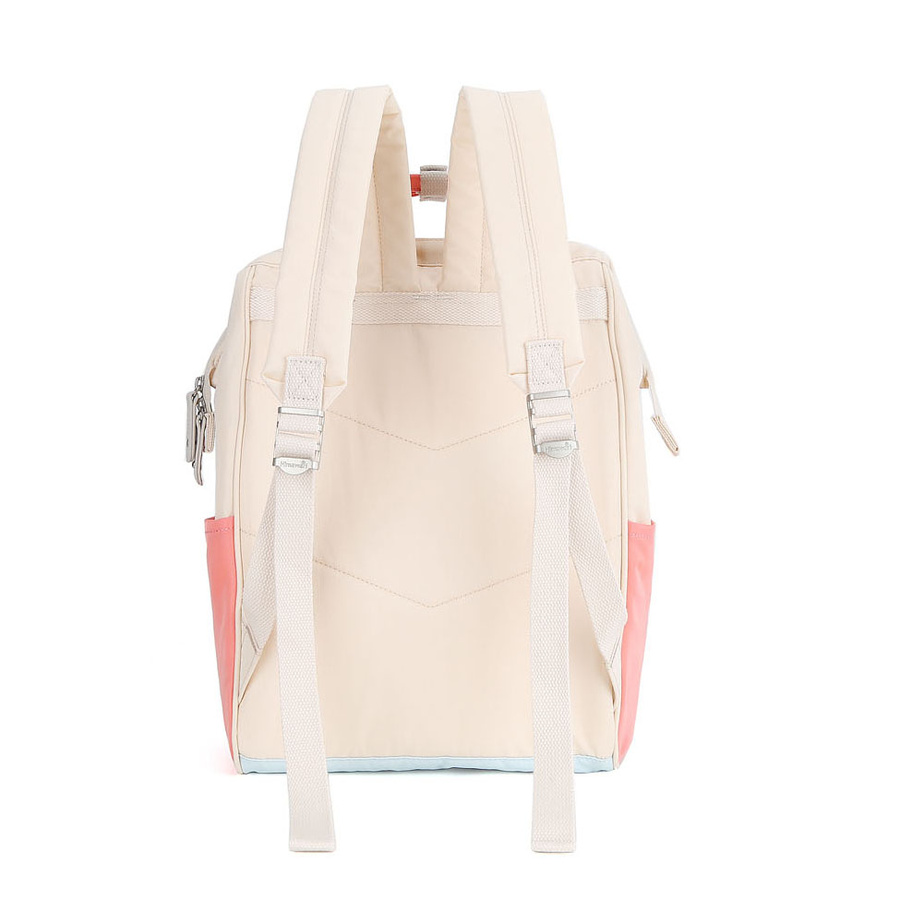 Różowo-beżowy, pojemny plecak z wodoodpornego poliestru z kieszenią na laptopa - Himawari