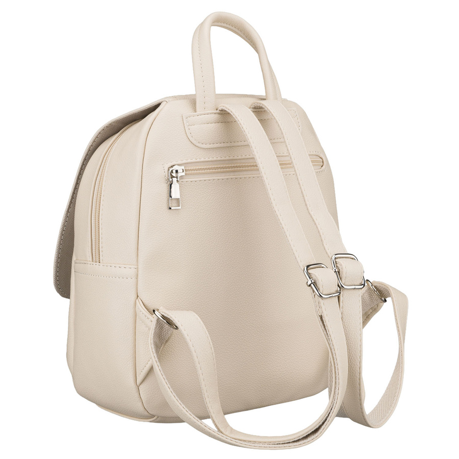 Miejski plecak damski ze skóry ekologicznej w jasnobeżowym kolorze - Rovicky